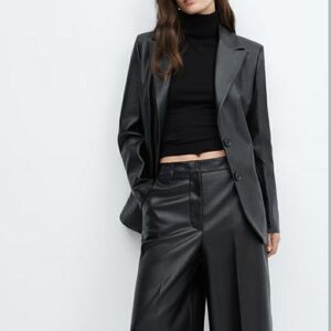 NWT Mango Faux Leather Blazer in size S